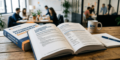 Open dictionary titled 'Dictionnaire des compétences RH' on communication and teamwork competencies